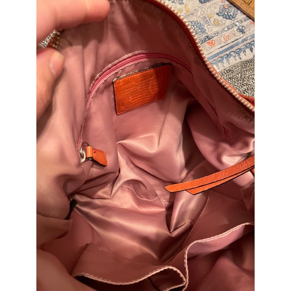 Coach 19788 Orange Leather Hobo Shoulder Bag Pink Lining...